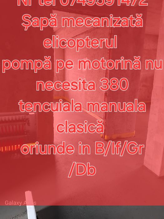 Tencuială manuală clasică/Șapă mecanizată elicopterizată