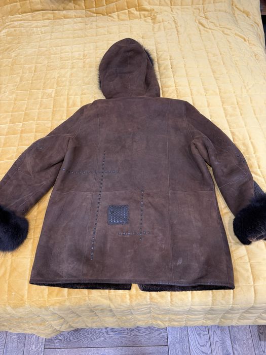 Дубленка цигейковая с капюшоном