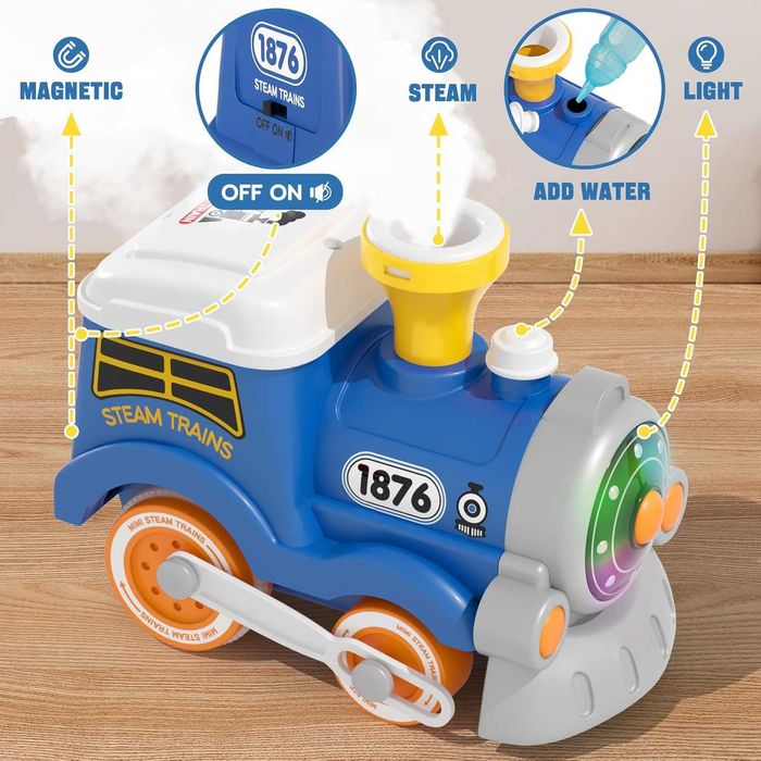 MORECOLL Комплект влакче за малки деца с пара, музика и светлини