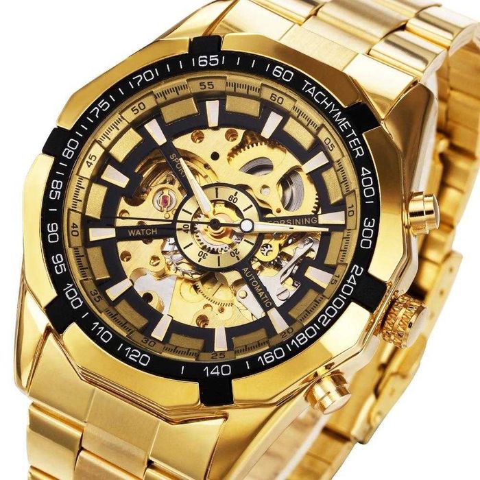 Ceas Forsining schelet barbatesc automatic Gold