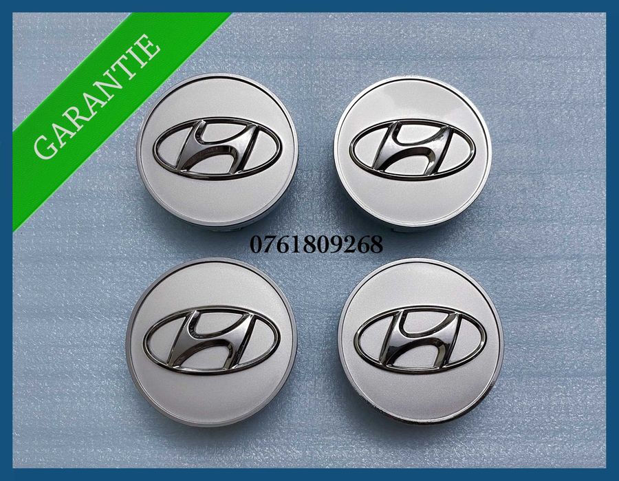 Set 4 capace argintii 60mm jante aliaj Hyundai