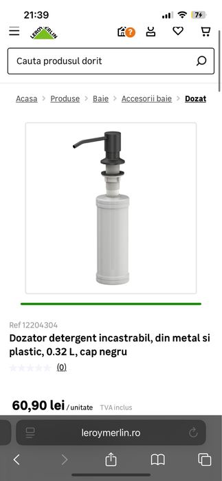 Dozator sapun lichid chiuveta inox