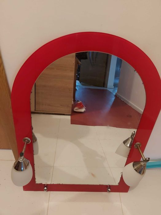 Oglinda baie cu spoturi, dulap baie cu oglinda si iluminare