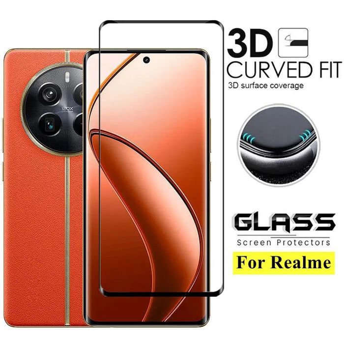 Realme 14 Pro+ 12 Pro Plus GT7 Pro / 3D ЦЯЛО ЛЕПИЛО Стъклен протектор