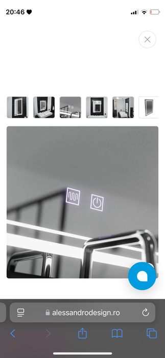 Oglindă baie cu led -fisurată la un colț