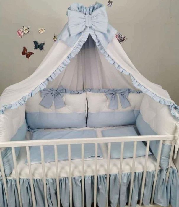 Pătuț bebe cu saltea inclusă și apărători