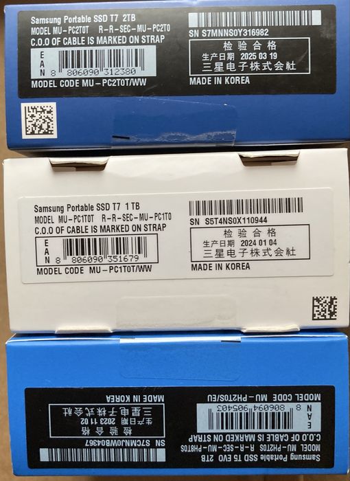 SSD Extern Samsung T7 1TB / T5 2TB/T7 2TB