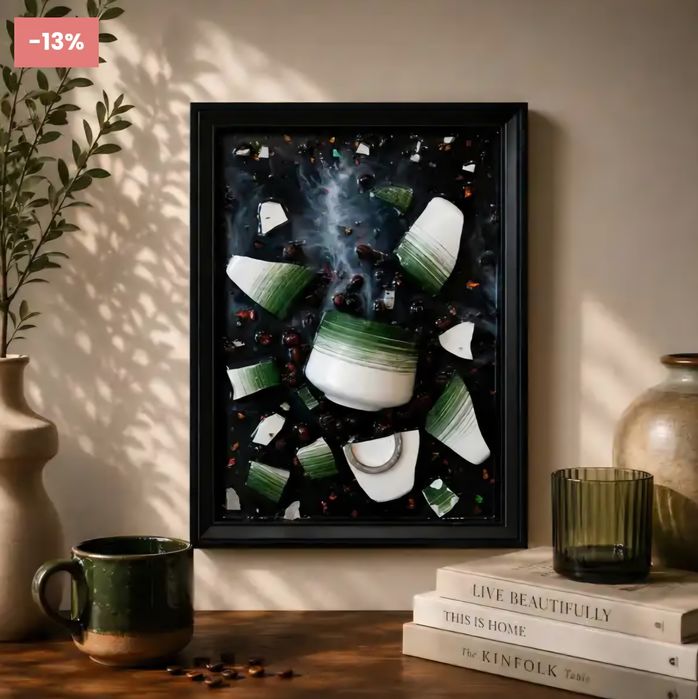 Vand tablou 3D Emerald Brew  cu Ceramica si Rasina Epoxidica