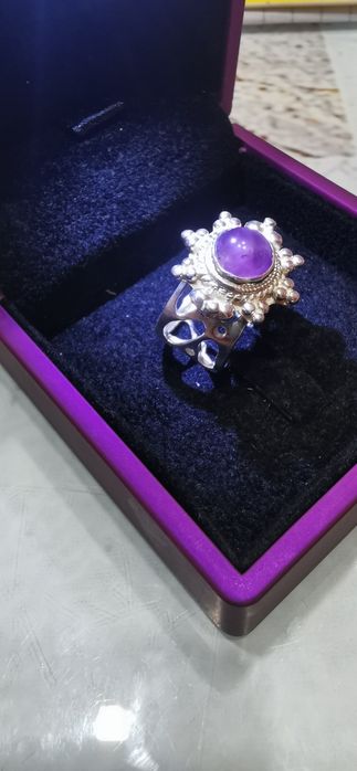 Пръстен, обеци и висулка аметист