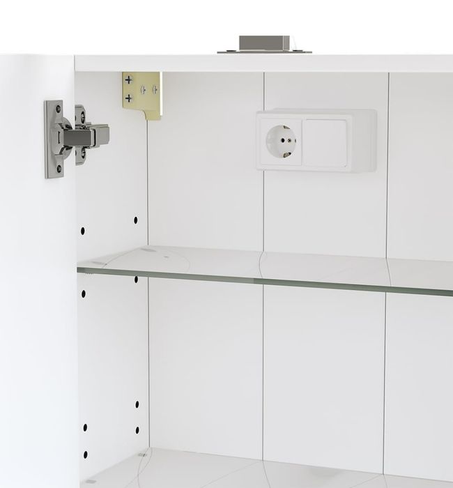 Огледален шкаф с LED лампа и стъклени рафтове 8640