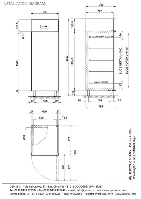Dulap refrigerare profesional GEMM EFN 01 frigider cu o usa