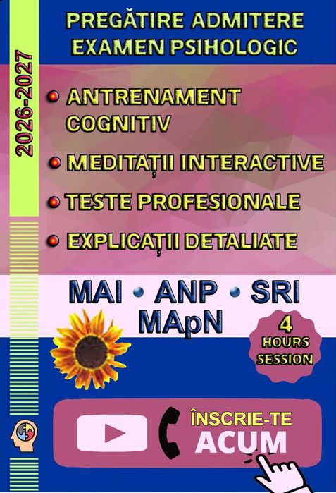 Pregătire pentru examenul psihologic din cadrul MAI, ANP, SRI, MApN
