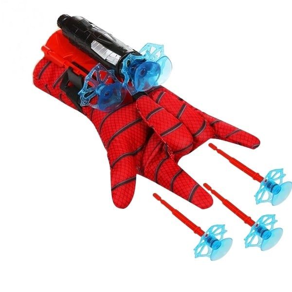 Set costum Spiderman cu muschi si manusa cu ventuze, figurina,marime S