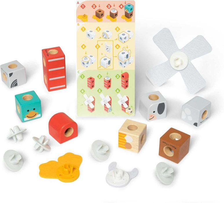 Дървен конструктор Melissa & Doug Blockables Горски приятели Ферма 16 части 2 вида