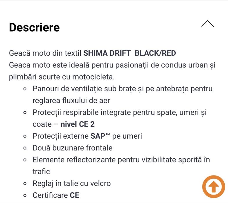 Vand geaca moto Shima Drift mar M ca si  noua.