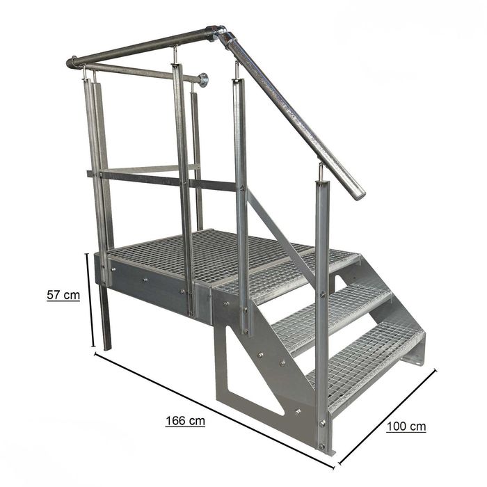 Метално стълбище с площадка 3 стъпала | Свободностоящо | Поцинковано