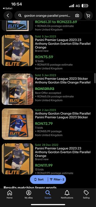Set 2 parallels stickers Panini Premier League 22/23