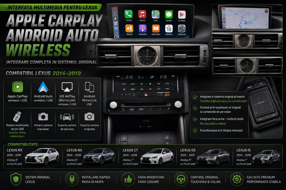 Sistem Apple CarPlay Android Auto Lexus IS NX CT ES RX GS RC