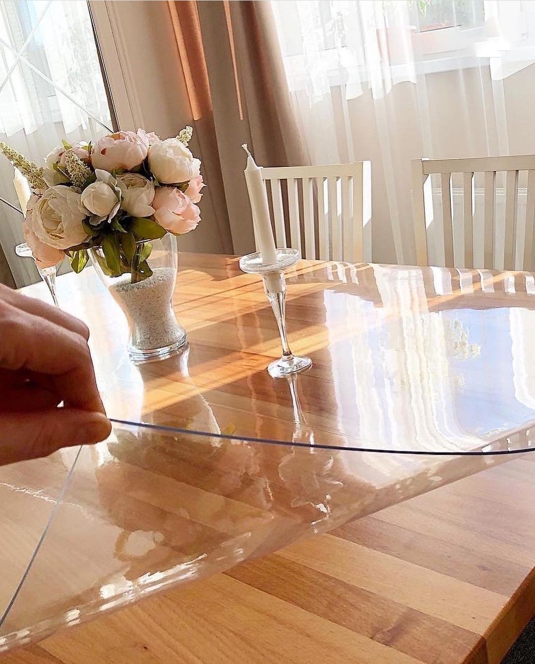 прозрачная скатерть на круглый стол 100 см