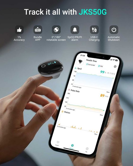 HOLFENRY Bluetooth монитор за SpO2, пулс и перфузионен индекс