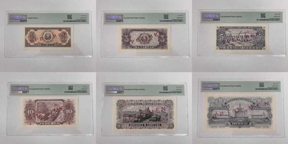 SPECIMEN! Colectie 8 bancnote romanesti vechi FOARTE RARE SPECIMEN UNC