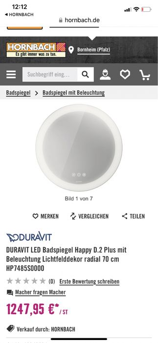 Oglinda rotunda Duravit Happy d2 plus 90 cm