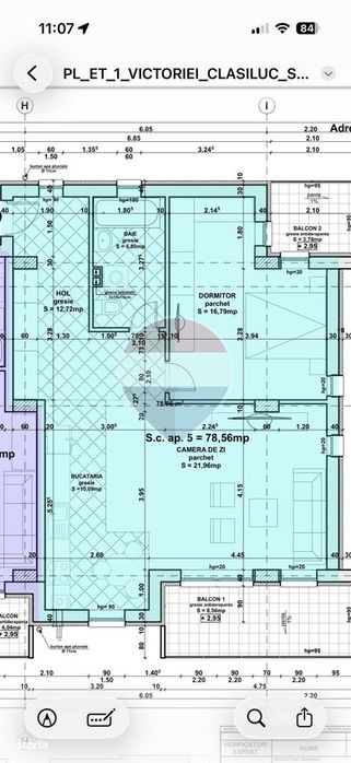 Apartament cu 2 camere într-un ansamblu rezidențial nou–Zona Victoriei