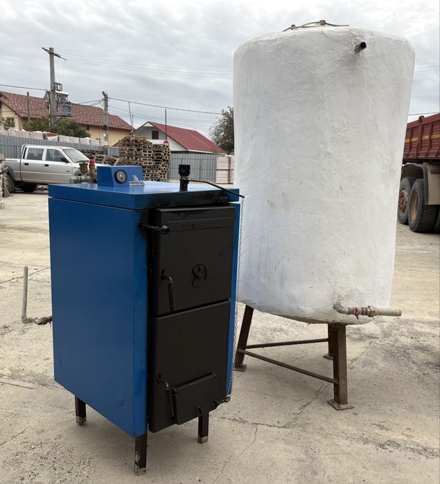 Centrala lemne 25 kw si puffer izolat 1000 litri