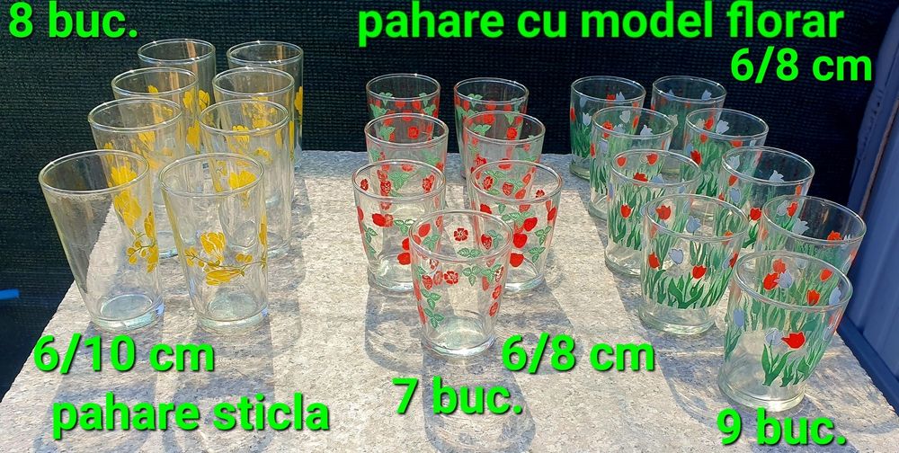 Set de pahare sticla cu modele