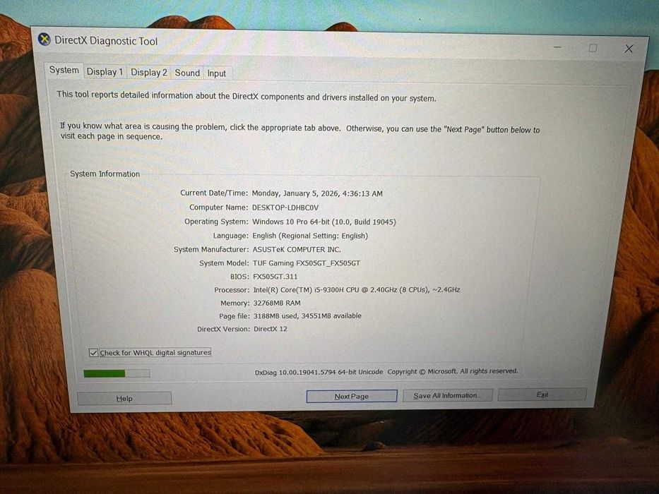 Laptop ASUS TUF GAMING  FX505G i5-9300H 1.5 TB SSD 32 GB RAM