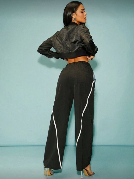 Дамски шушляков панталон с дънков елемент