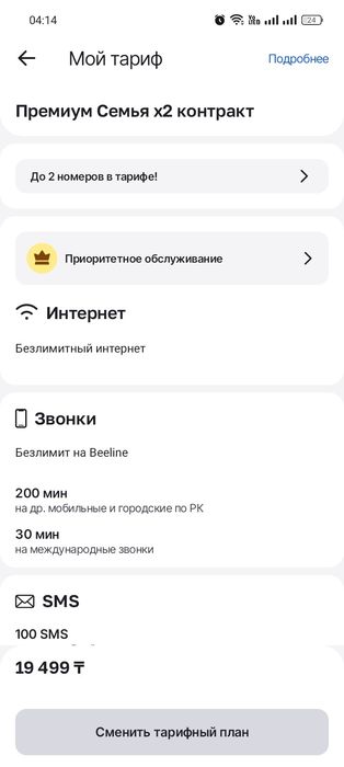 Семейный тариф Билайн на год