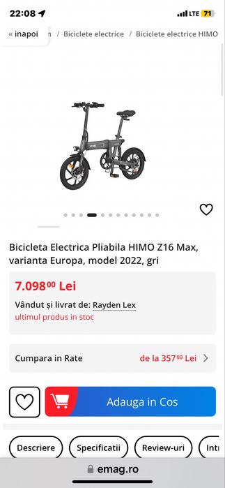 Bicicleta pliabila electrica Himo Z16