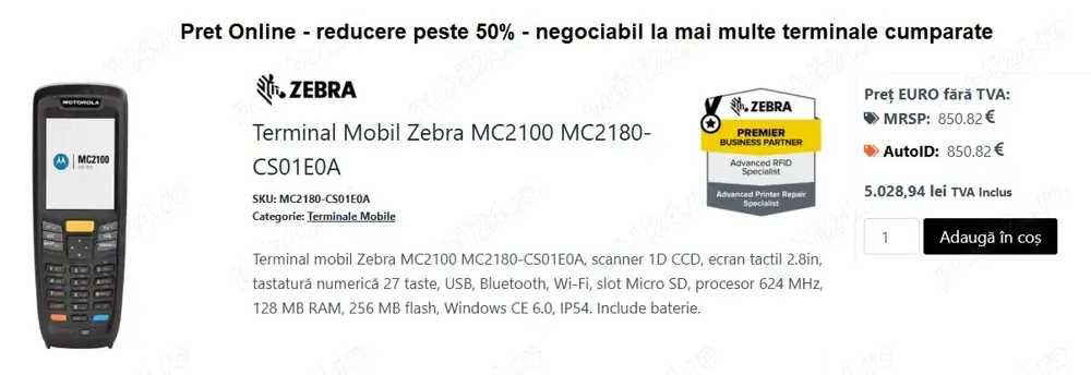 Nou! Terminal mobil Zebra MC2100 MC2180-CS01E0A