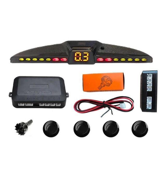 Парктроник за кола, за заден монтаж, Led- Slim, черни датчици