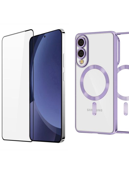 Husa Luxury Magsafe si Folie Sticla - Samsung S24 FE S25 FE S25 EDGE