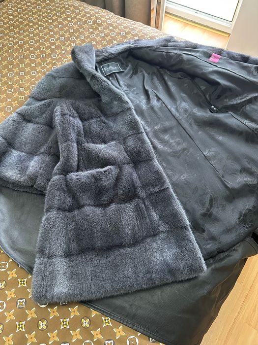 Норковая шуба, цвет графит