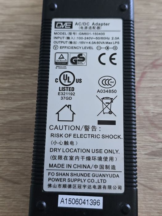 Захранващ Адаптер / Зарядно GVE 15V 4A 60W (Модел: GM601-150400