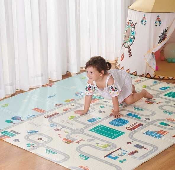 Детско килимче за игра 180x200x1 см + Калъф, Двустранна термо постелка