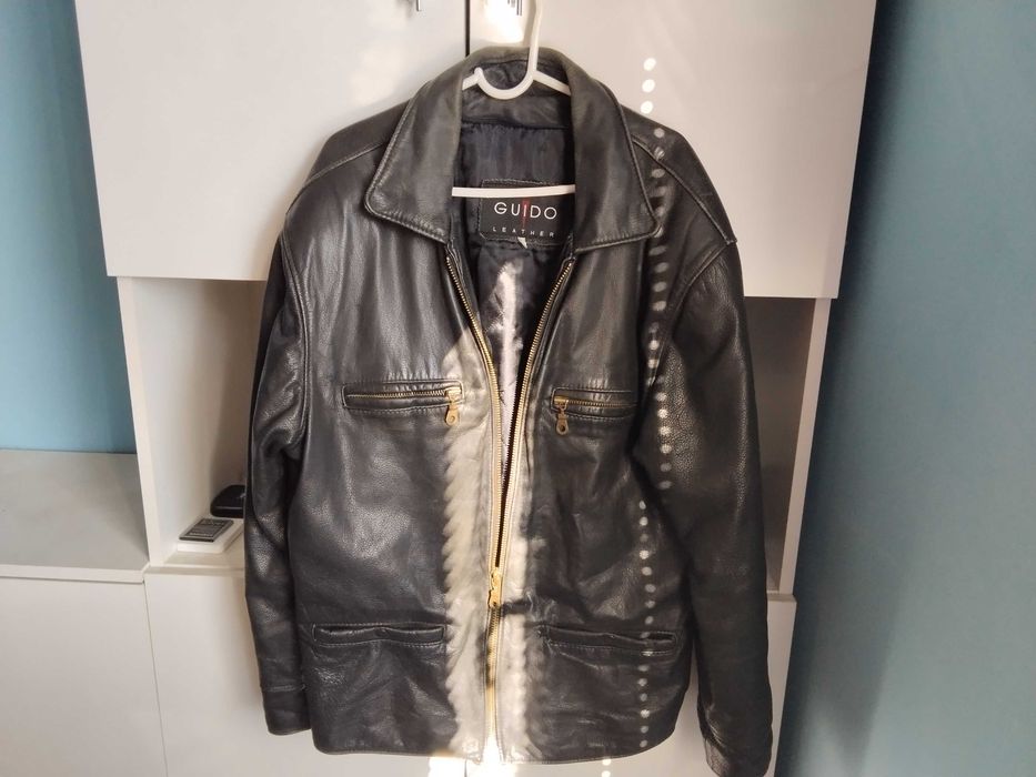 оригинално голямо XL яке шуба от естествена кожа телешки бокс