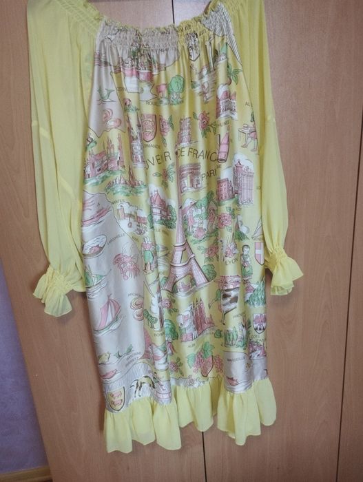 Луксозна жълта рокля Enita сатен