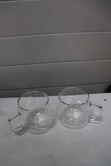 CNGLASS Голяма стъклена чаша за кафе с двойни стени 2 броя