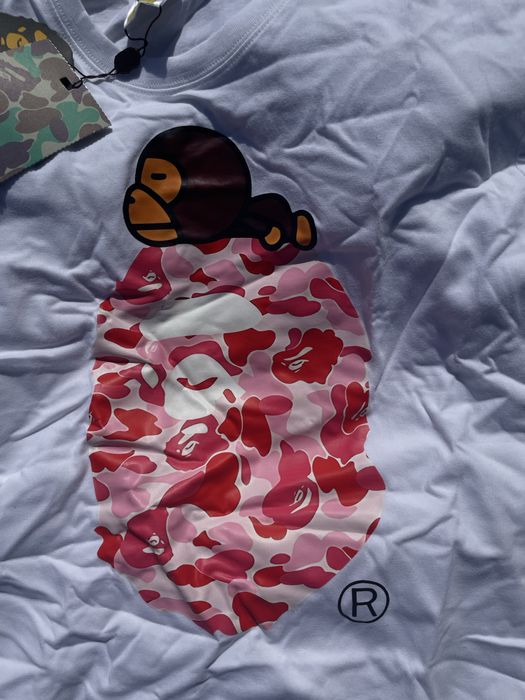 Tricou Bape Roz cu Alb