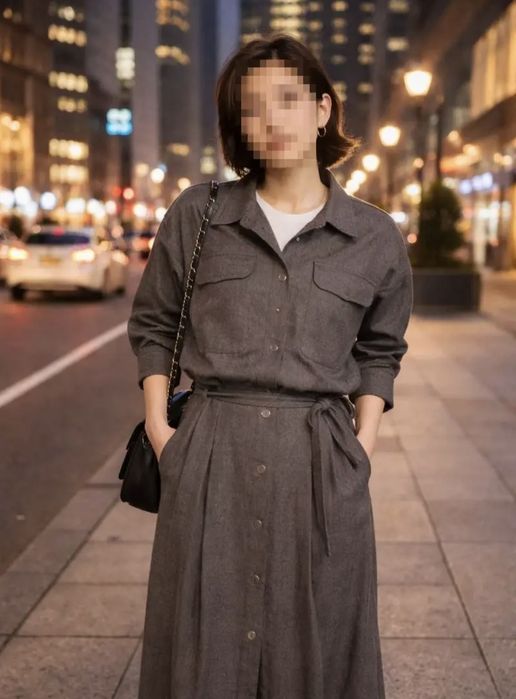 Коричневый комплект с юбкой миди р..44-48