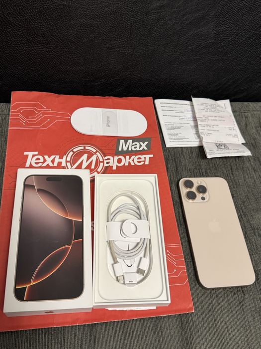 КАТО НОВ 256GB iPhone 16 Pro Max Гаранция Техномаркет 2026г. Desert
