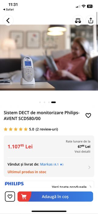 Vand monitor bebe Philips Avent SCD580
