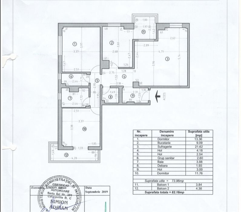 Apartament 3 camere decomandat Str Paltinis