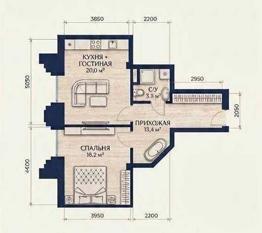 2-х комнатная в ЖК «Sapphire Terrase» ID: 7448