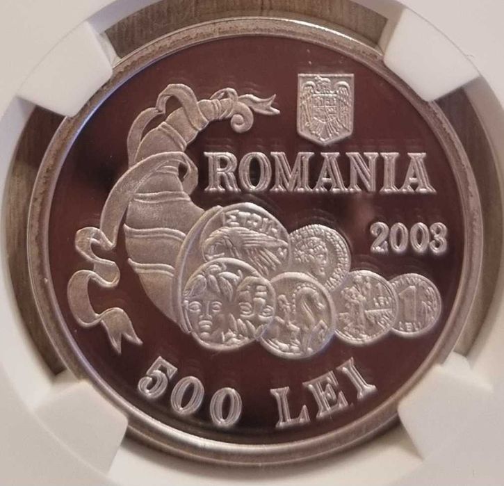 Moneda BNR 500 lei argint Societatea Numismatica gradata NGC PF 68