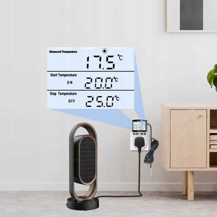 Дигитален Терморегулатор с Таймер за Контакт 3680W – Сонда -40 до 120°C